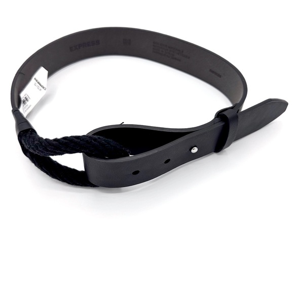 Express Black Faux Leather Rope Tie Belt - Picture 4 of 7